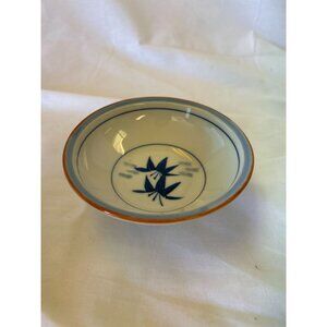 Vintage Hand-Painted Ceramic Bowl With Bamboo Design